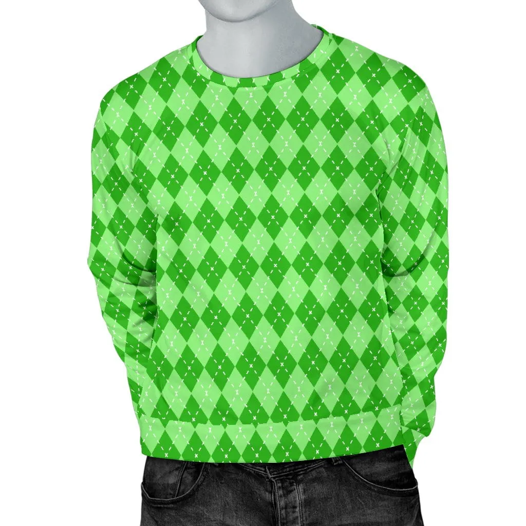 Green Shamrock Patterned Men's Pullover - St. Patrick's Day Sweater