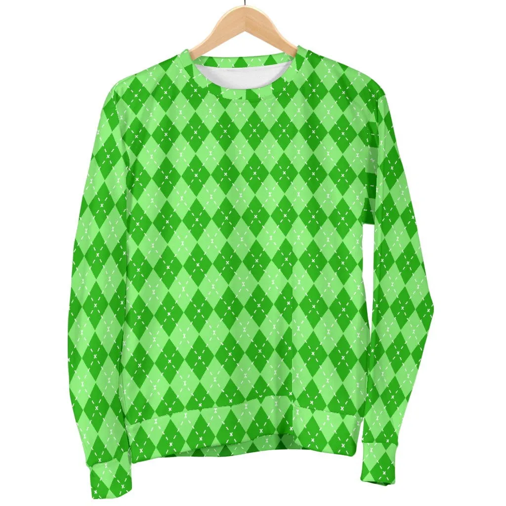 Green Shamrock Patterned Men's Pullover - St. Patrick's Day Sweater