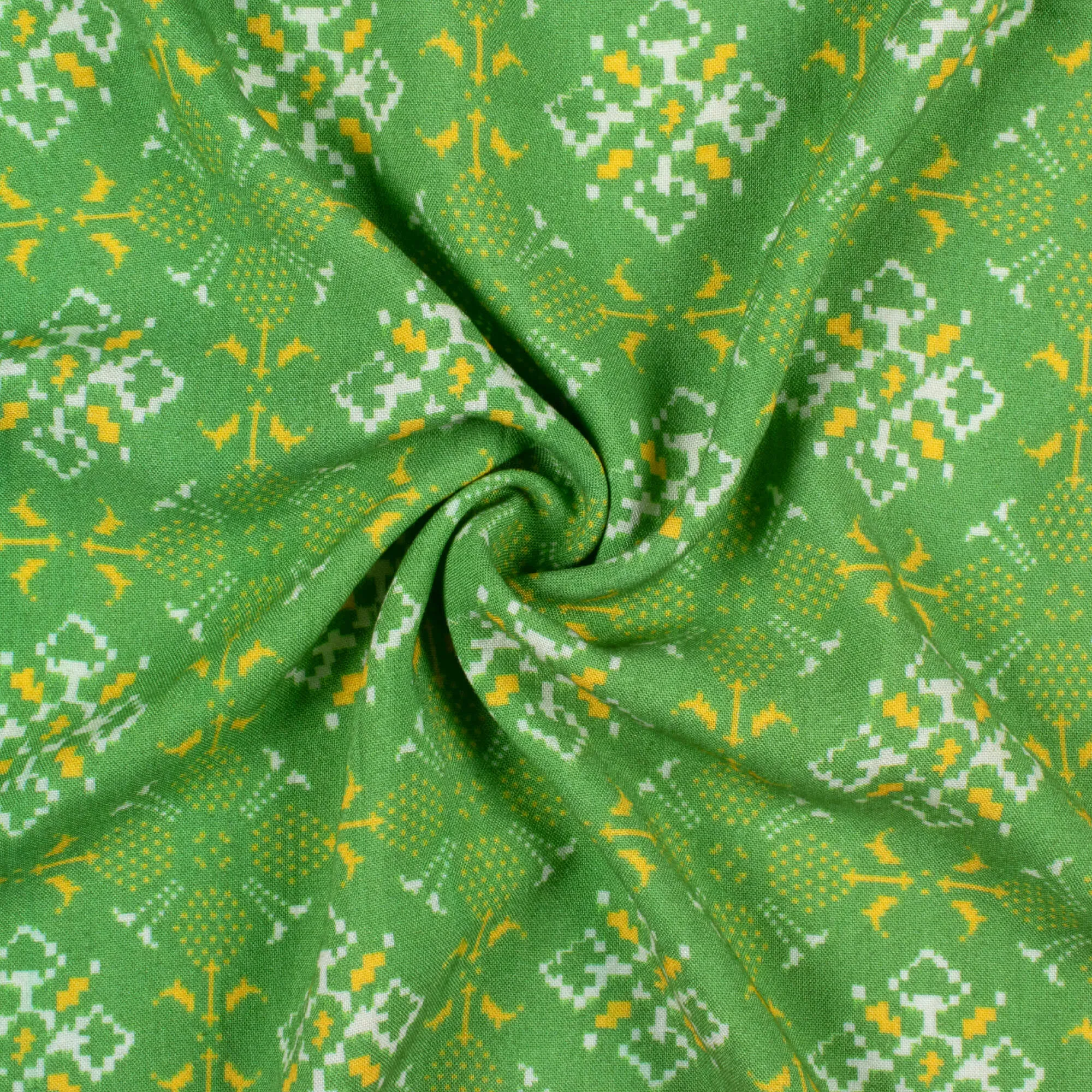 Green Yellow Patola Digital Print Viscose Rayon Fabric, Width 58 Inches