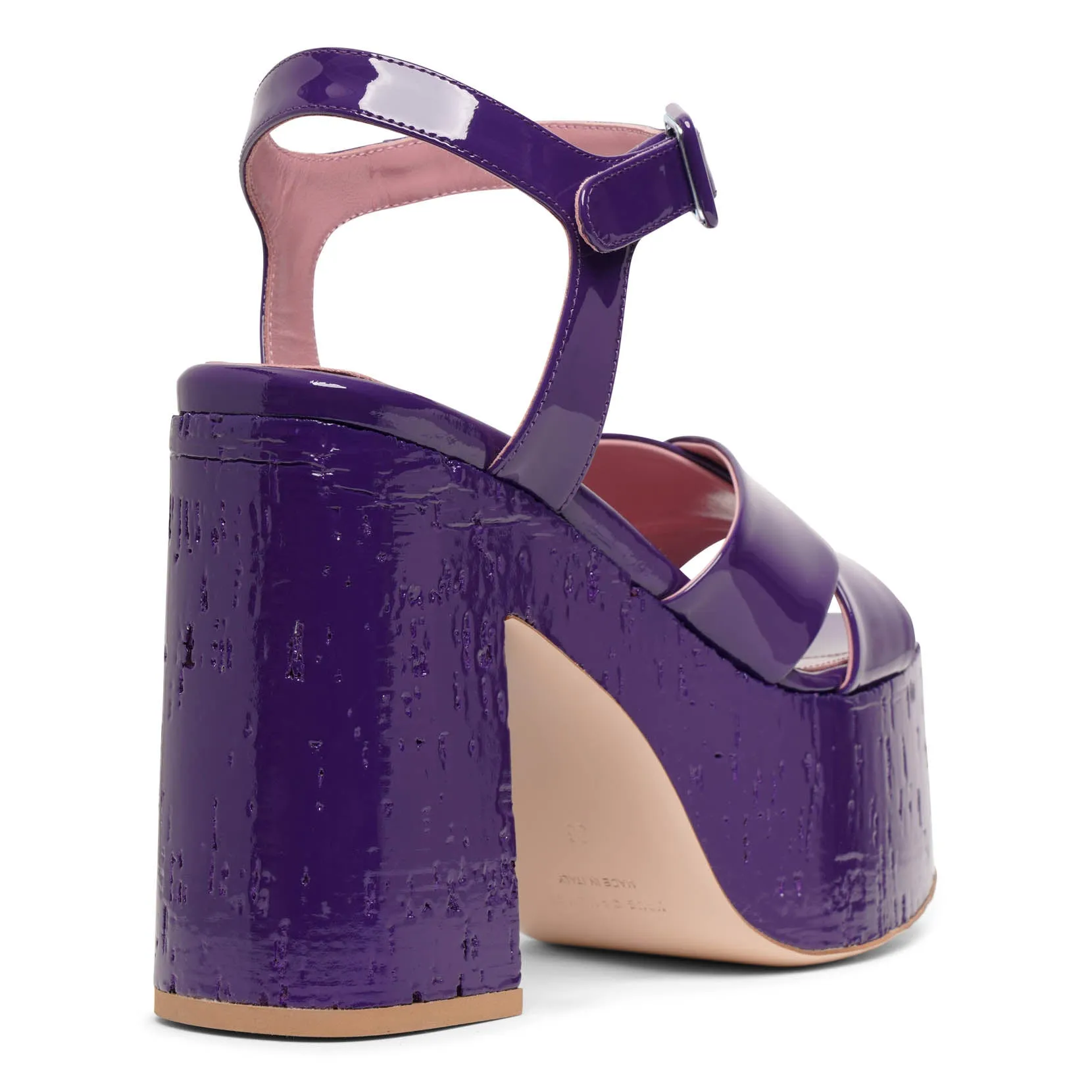 Haus of Honey Lacquer Doll dark purple patent platform sandals