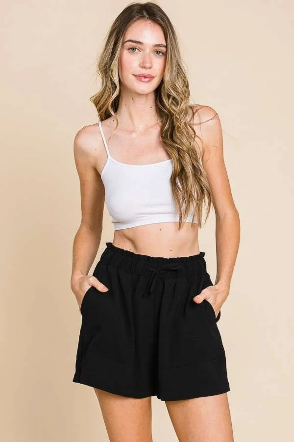 High Waist Paperbag Shorts by Culture Code