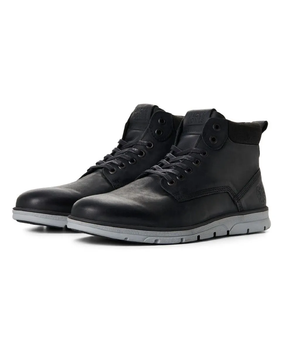 Jack & Jones Tubar Leather Boots in Anthracite