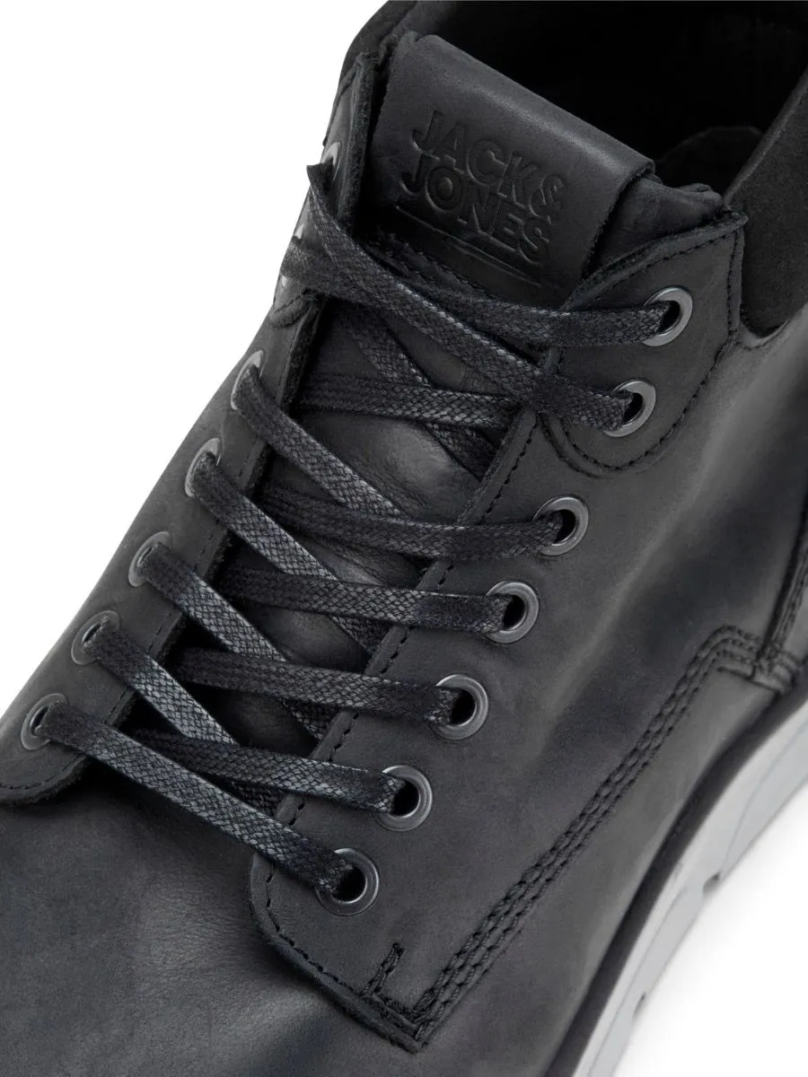 Jack & Jones Tubar Leather Boots in Anthracite