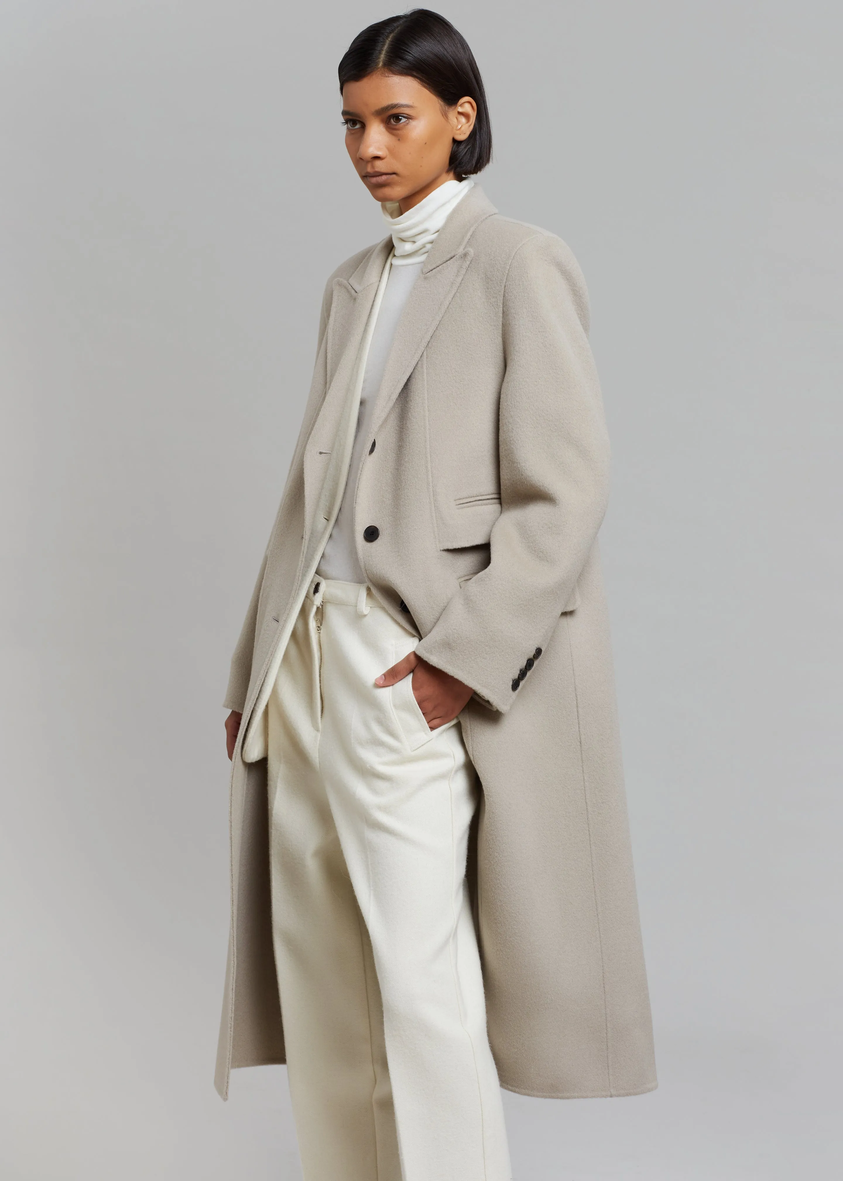 Jodie Beige Coat with Double Pockets