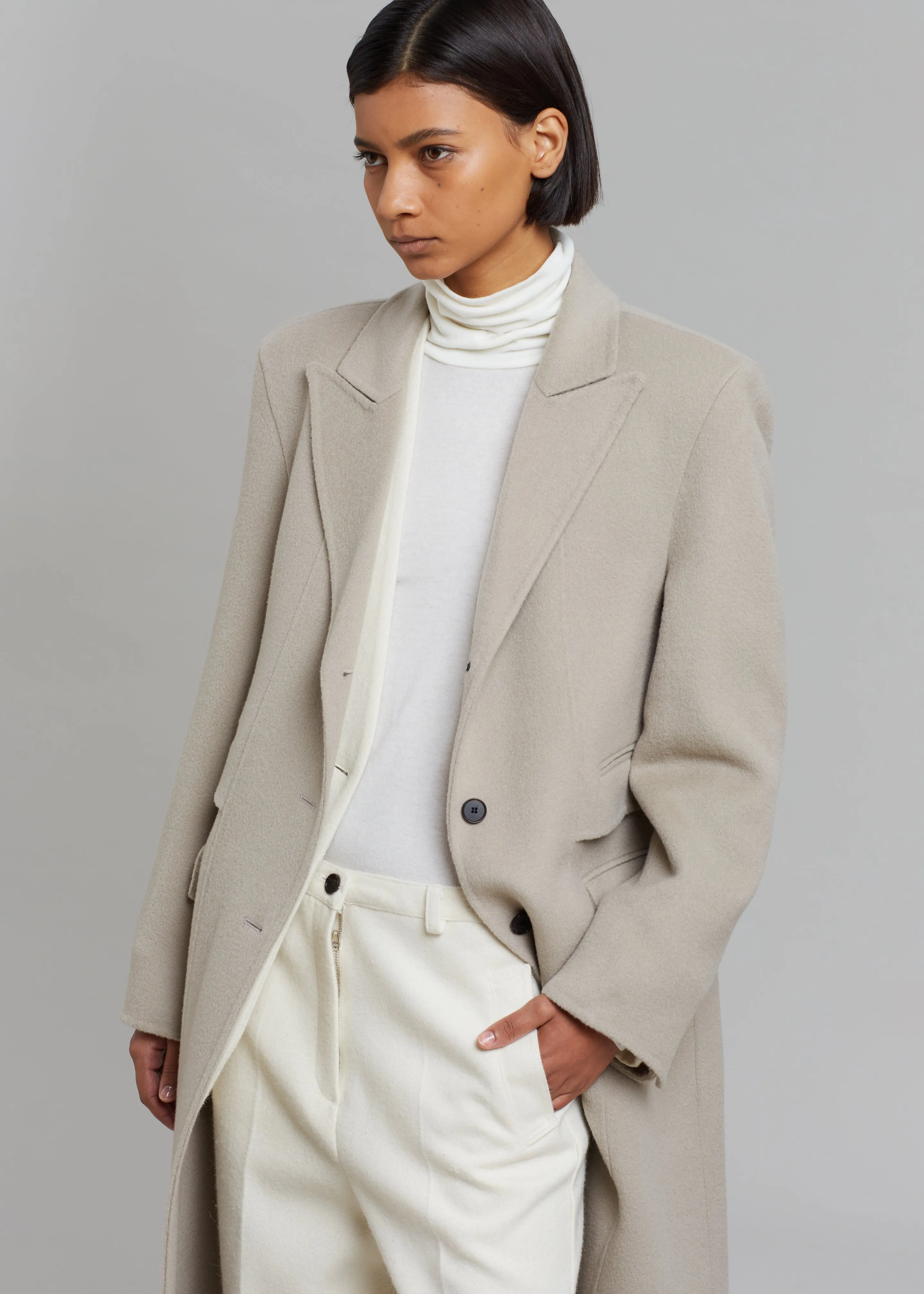 Jodie Beige Coat with Double Pockets