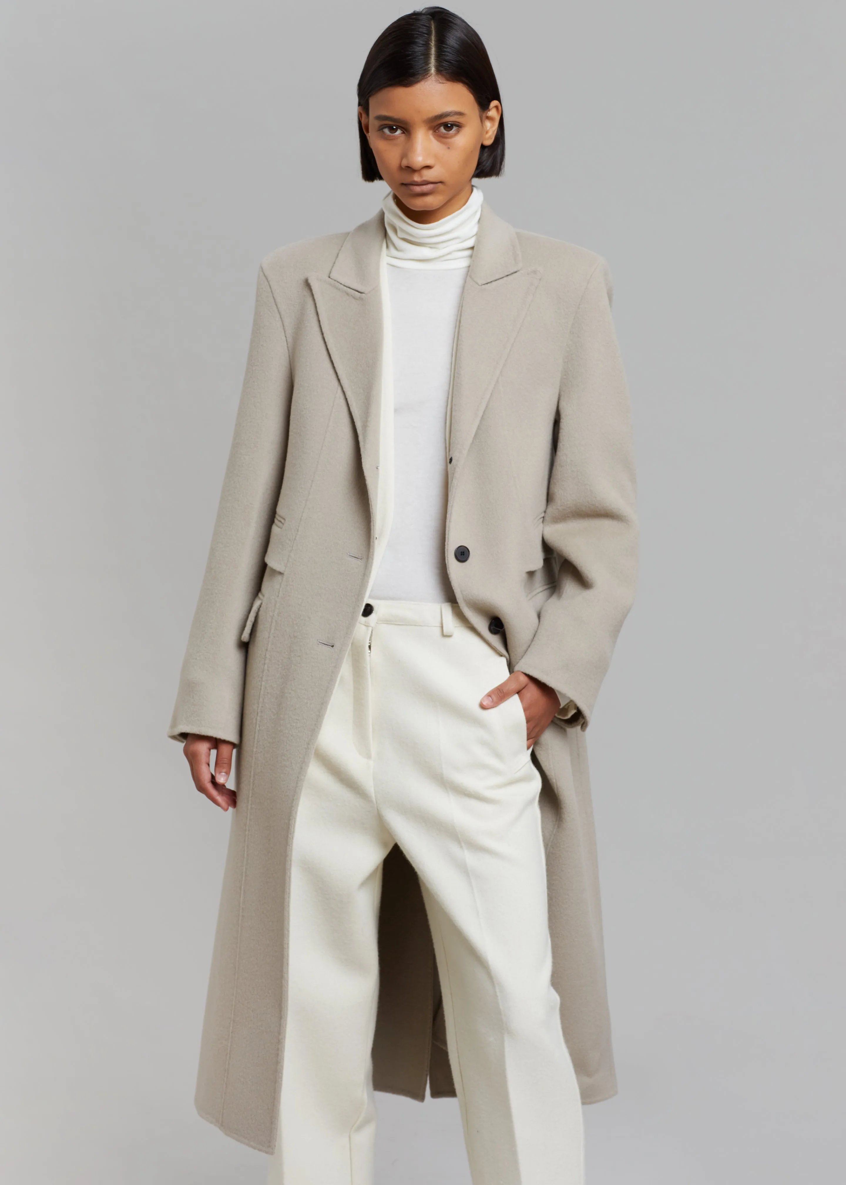 Jodie Beige Coat with Double Pockets