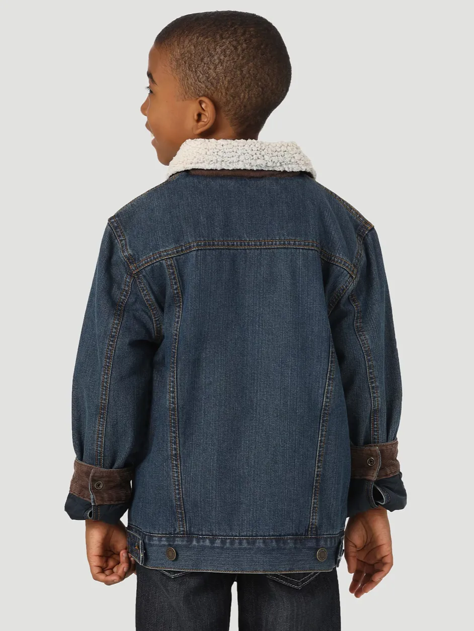 Kids Denim Jacket Sherpa Lined Rustic Blue - 1084256RT