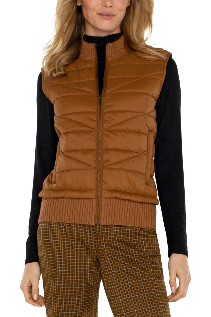 LA Sleeveless Quilted Vest in Tumeric