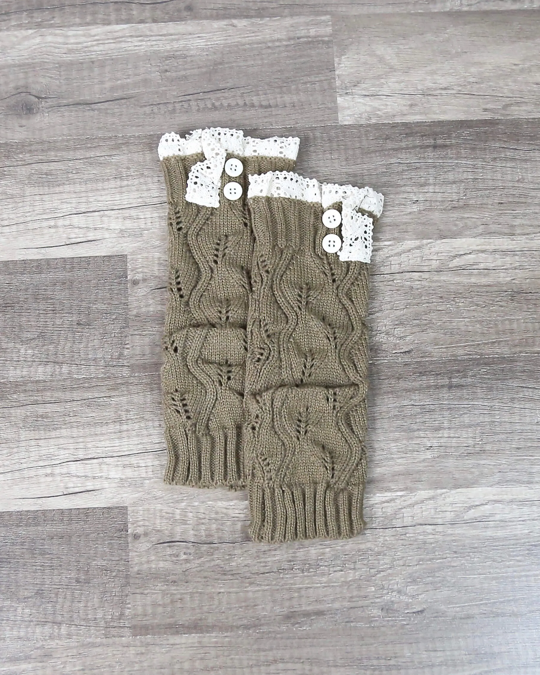 Lace Knit Boot Cuffs with 2 Buttons - Various Color Options