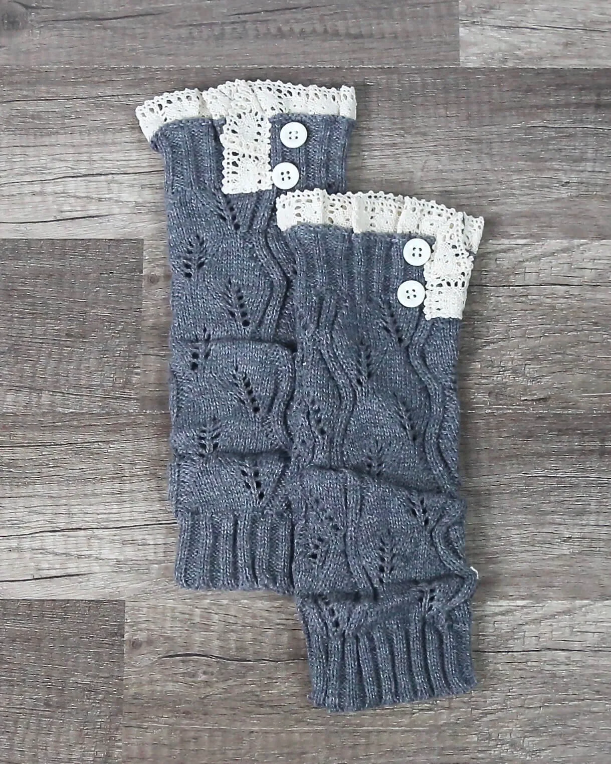 Lace Knit Boot Cuffs with 2 Buttons - Various Color Options