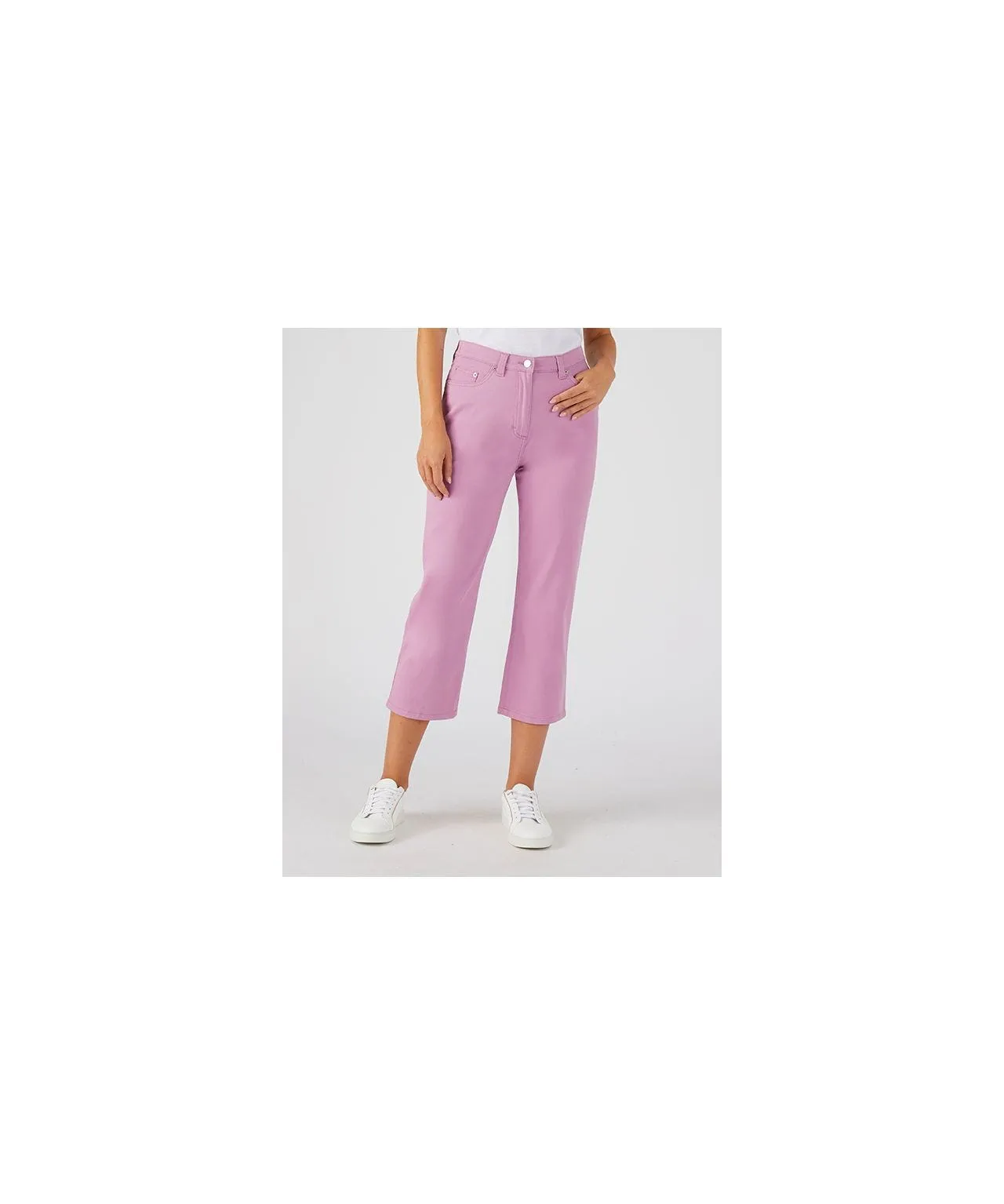 Ladies Cropped Cotton Stretch Trousers