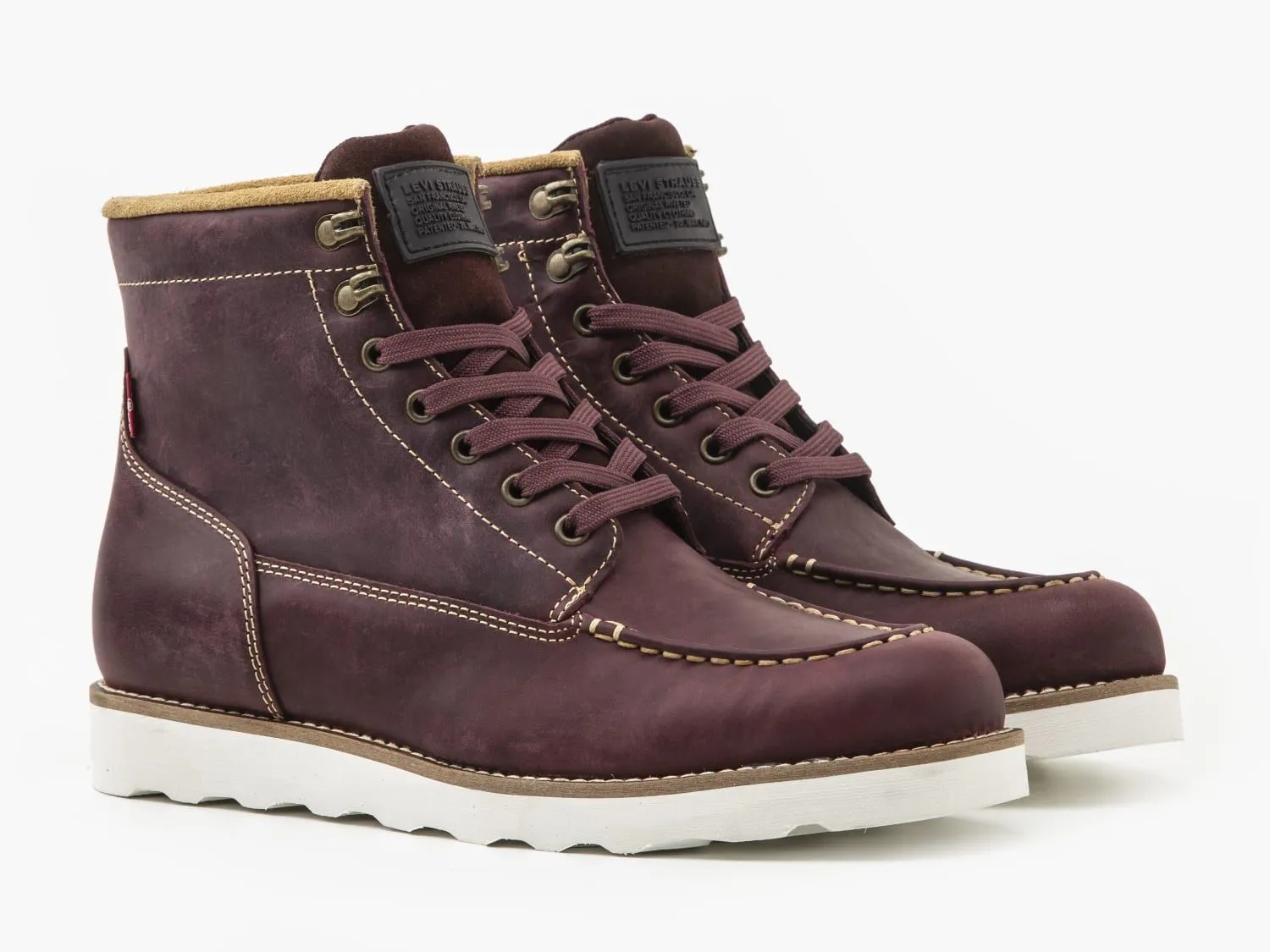 Levi's¬Æ Darrow Mocc Lace Up Leather Boots in Dark Bordeaux