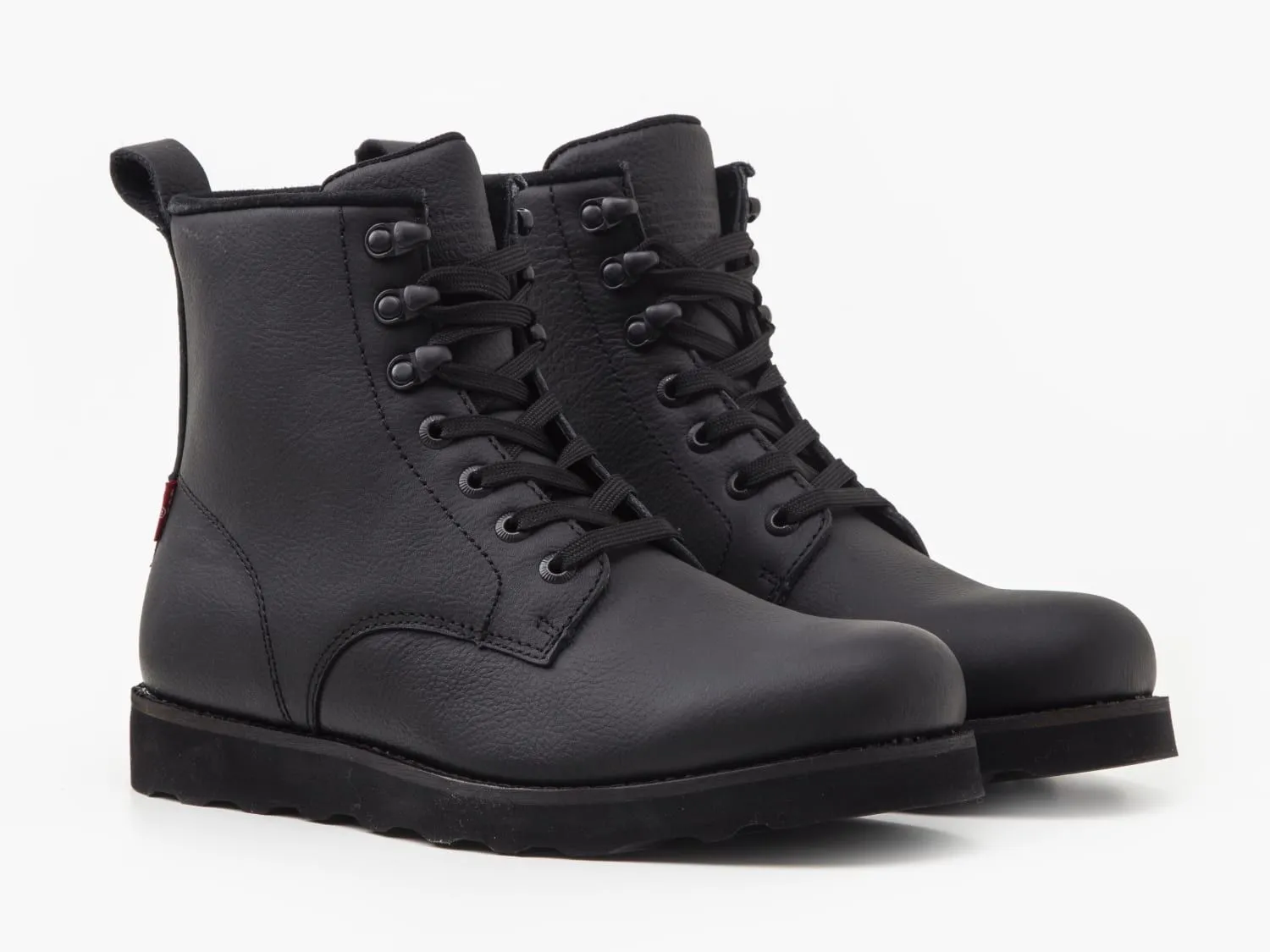 Levi's® Darrow Wedge Lace Up Leather Boots in Full Black