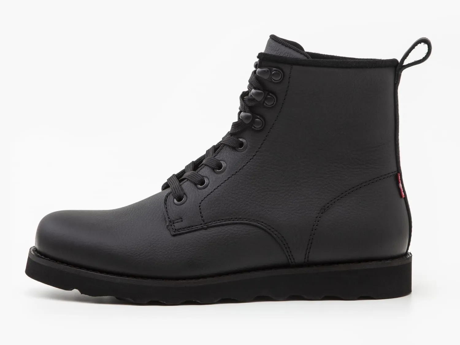 Levi's® Darrow Wedge Lace Up Leather Boots in Full Black