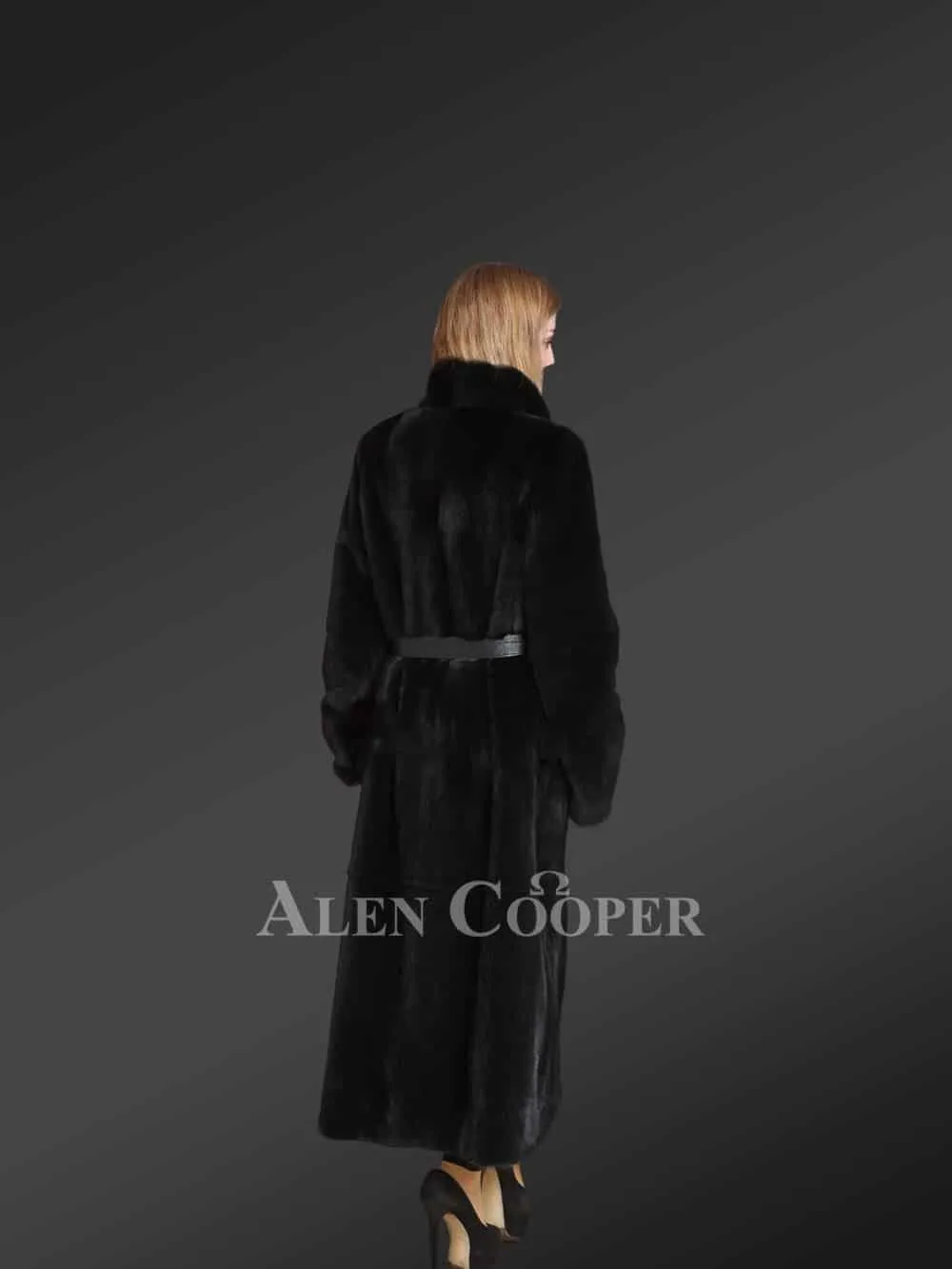 Long Mink Coat Leather Belt