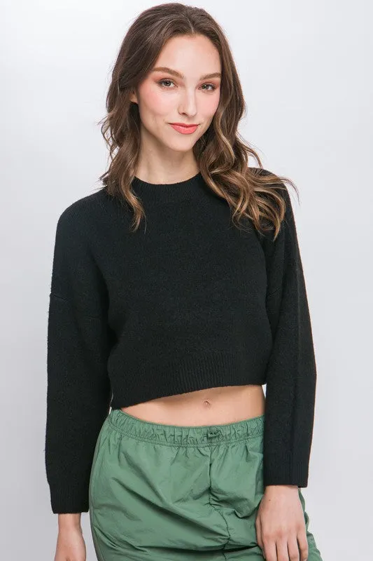 LOVE TREE Cropped Sweater Top in Wool Blend