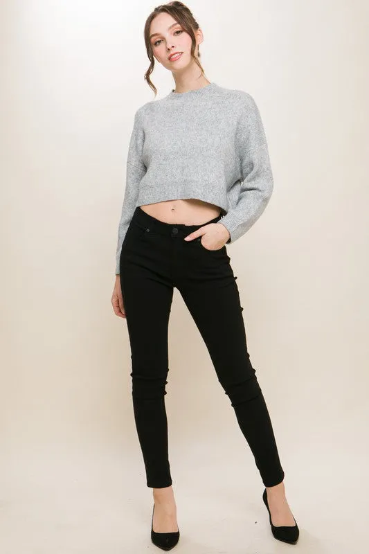 LOVE TREE Cropped Sweater Top in Wool Blend