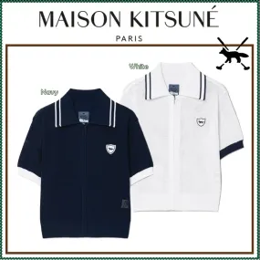 Maison Kitsuné Street Style Short Sleeve Logo Cardigans