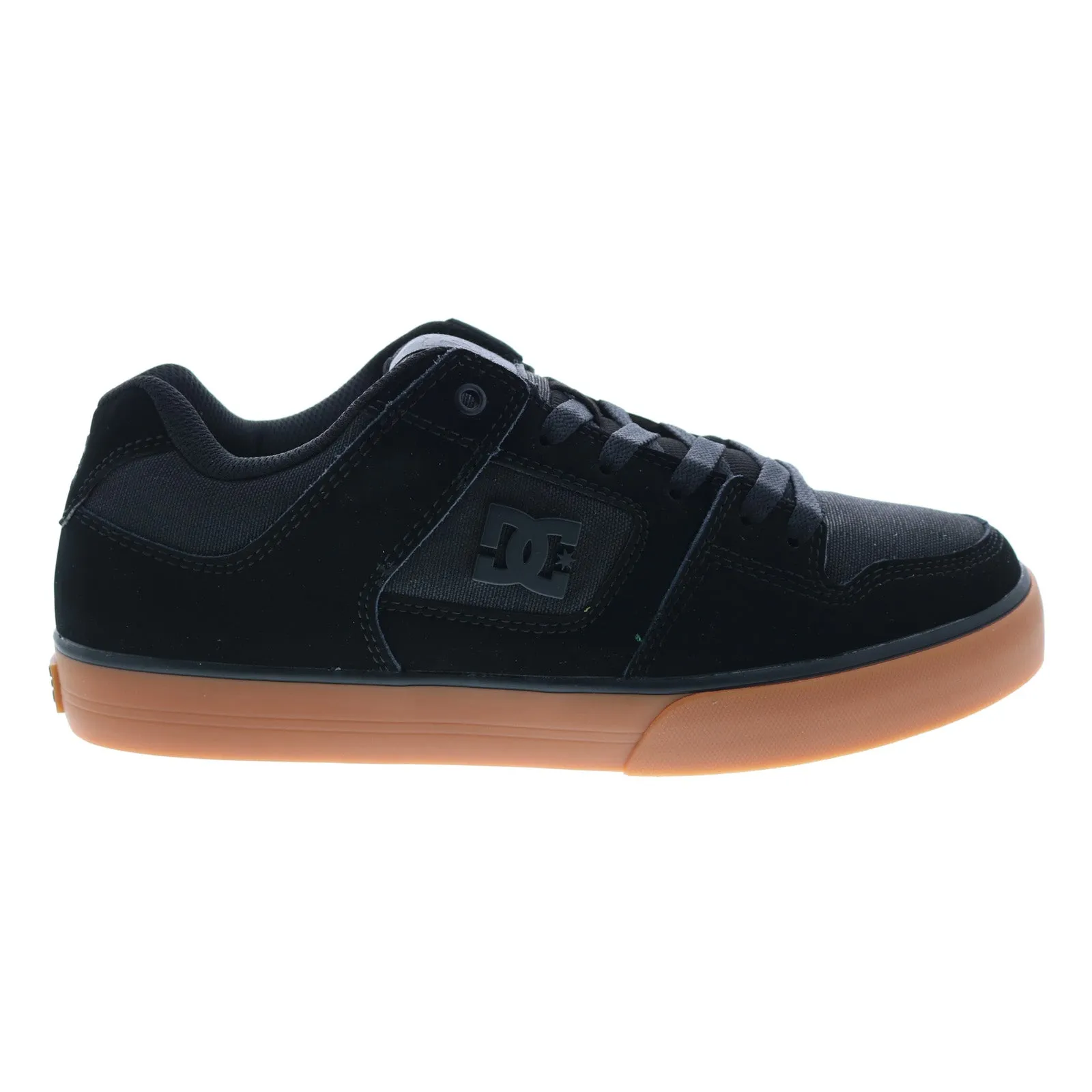 Mens Black Leather Lace Up Skate Inspired Sneakers Shoes - DC Pure 300660-BGM