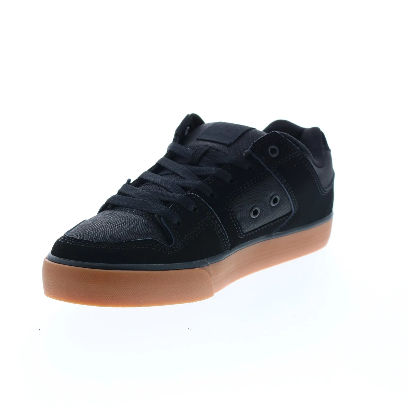 Mens Black Leather Lace Up Skate Inspired Sneakers Shoes - DC Pure 300660-BGM