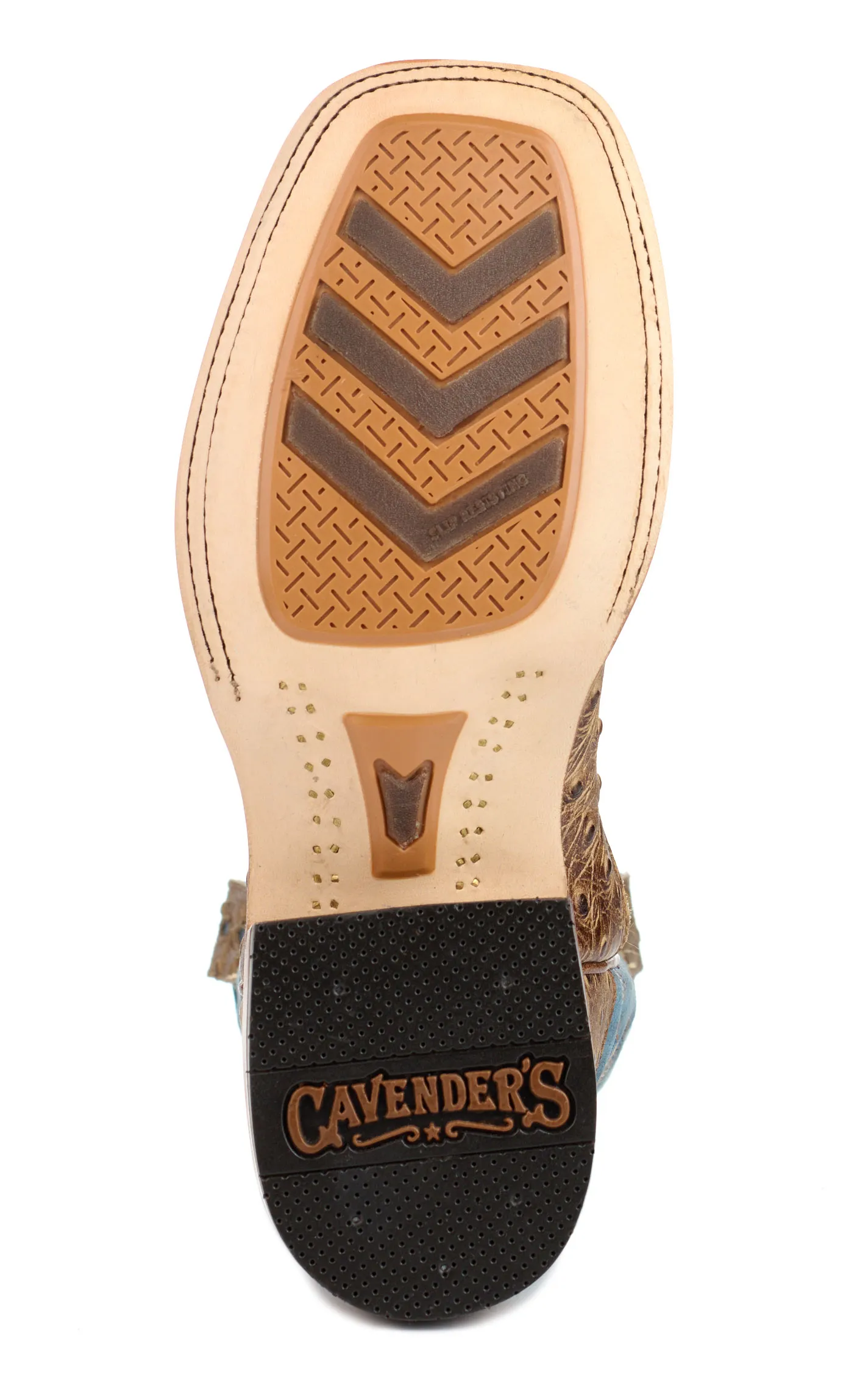 Men's Blue Sand Ostrich Print Wide Square Toe Cowboy Boots from Cavender's.