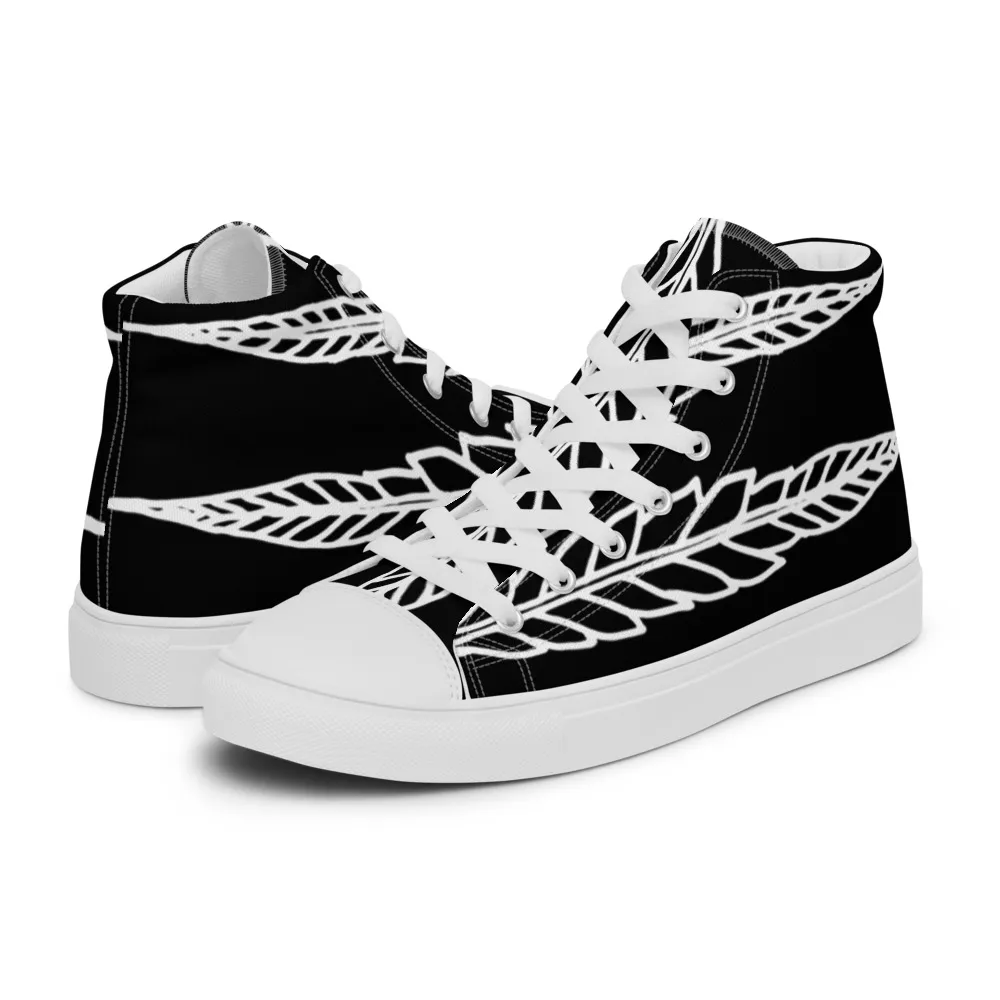 Mens Feathered Leaves Canvas High Tops