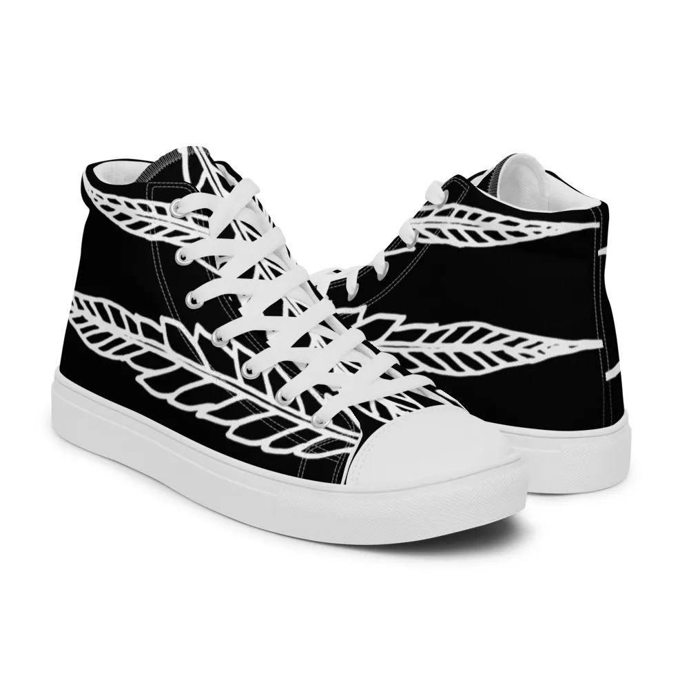 Mens Feathered Leaves Canvas High Tops