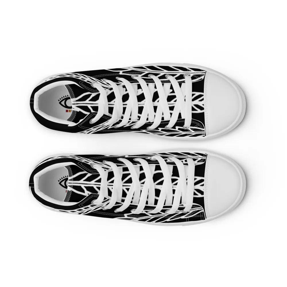 Mens Feathered Leaves Canvas High Tops