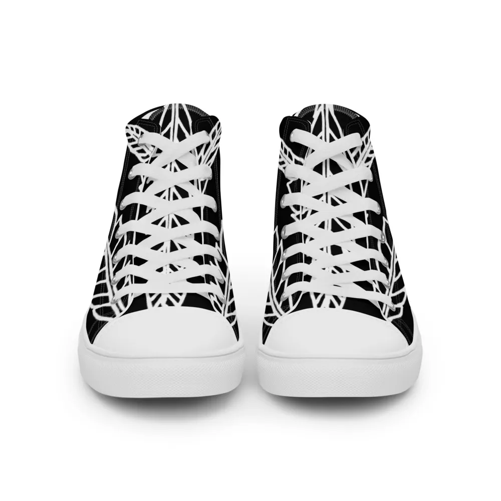 Mens Feathered Leaves Canvas High Tops