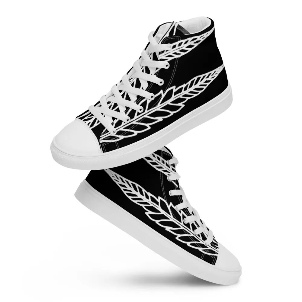 Mens Feathered Leaves Canvas High Tops