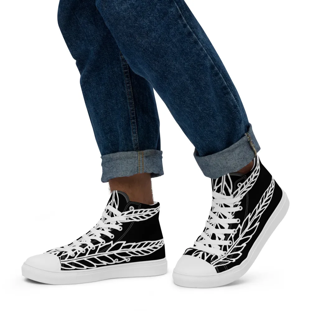 Mens Feathered Leaves Canvas High Tops