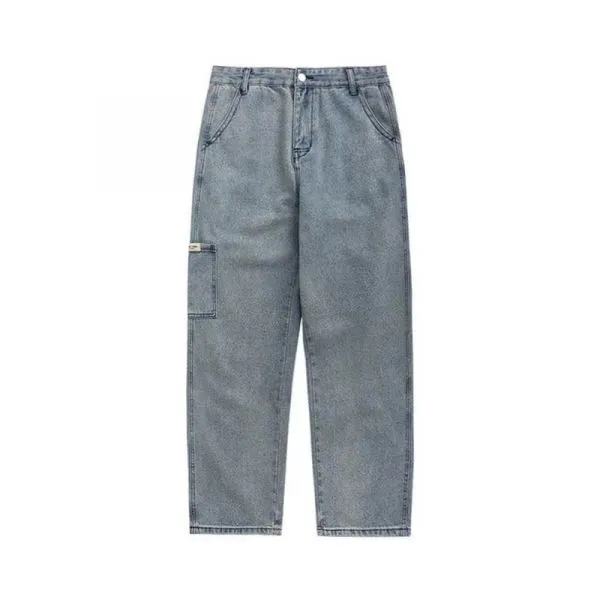 Men's light blue baggy jeans.