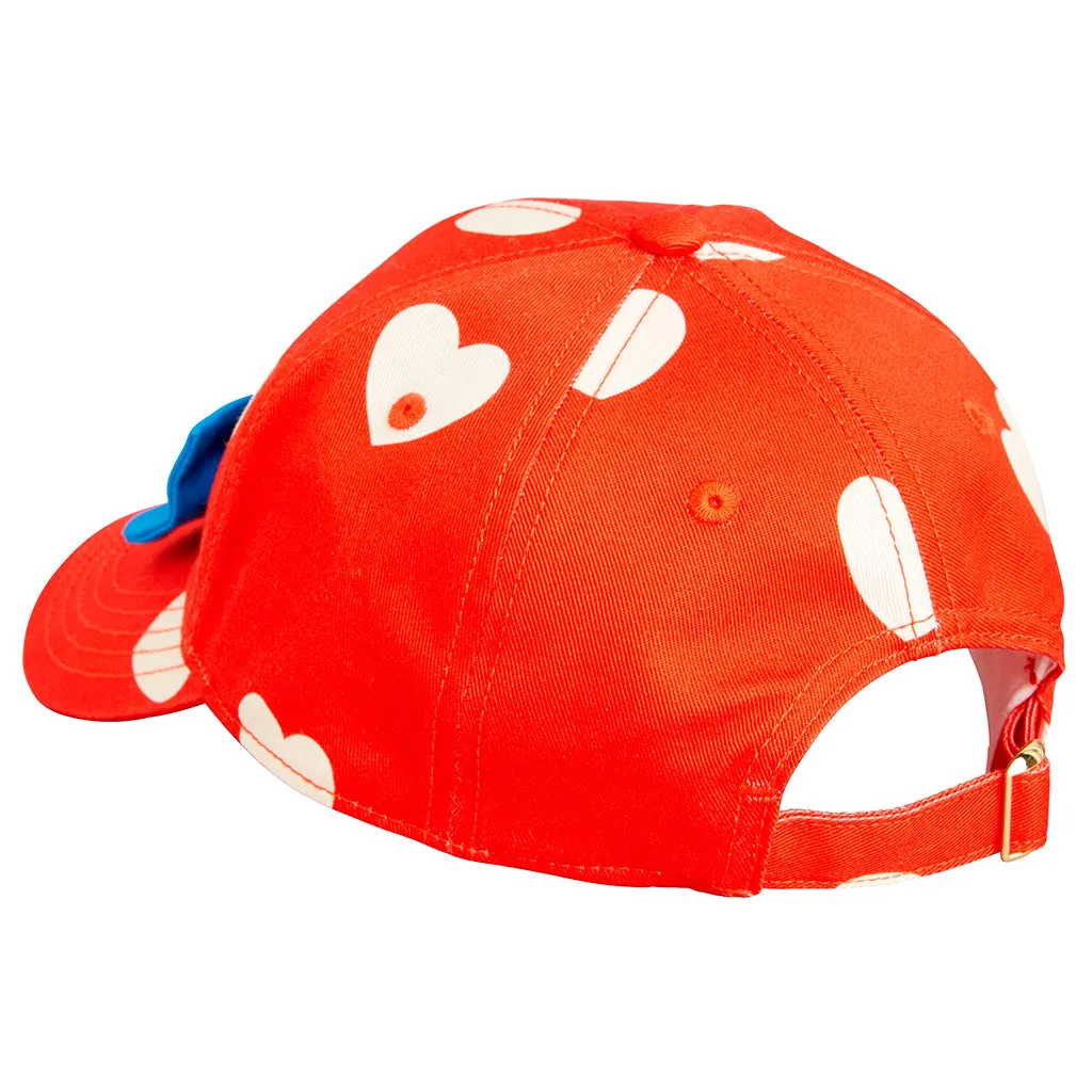 Child Hearts Bow Cap Red by Mini Rodini