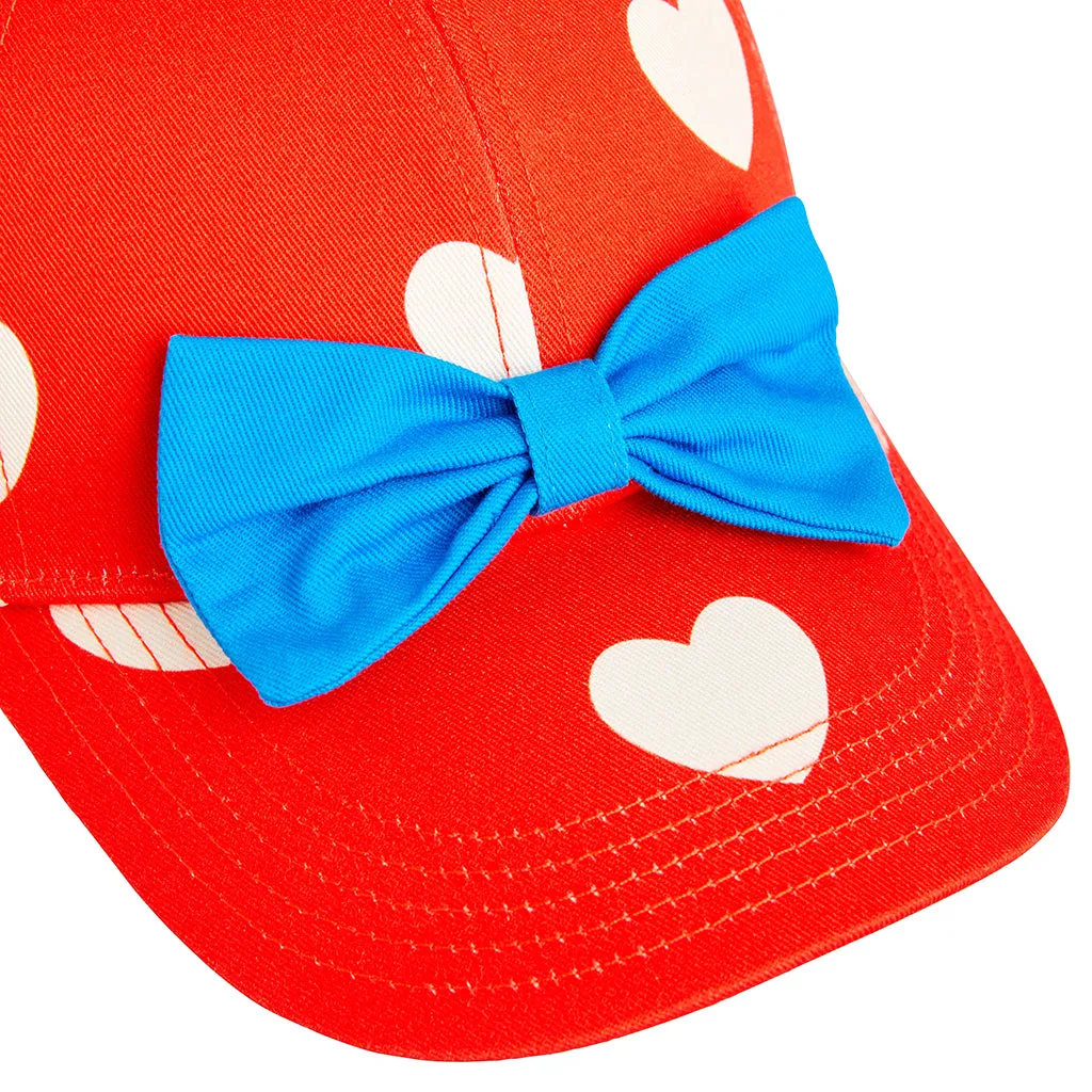 Child Hearts Bow Cap Red by Mini Rodini