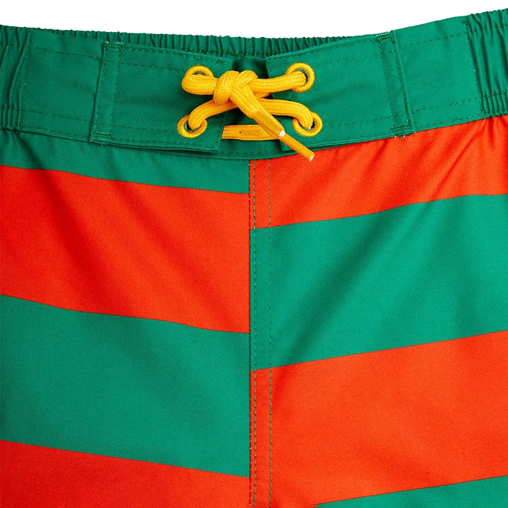 Child Swim Shorts Green And Red Stripes