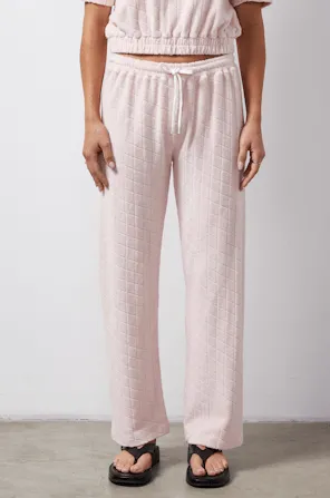 Monrow Diamond Terry Cloth Crop Pant in Pink Pearl