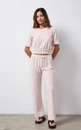 Monrow Diamond Terry Cloth Crop Pant in Pink Pearl