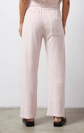 Monrow Diamond Terry Cloth Crop Pant in Pink Pearl