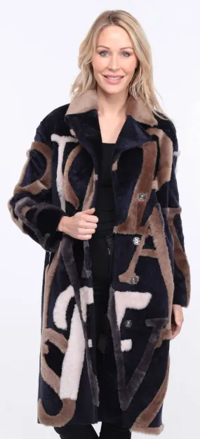 navy beige starle sheepskin coat women.