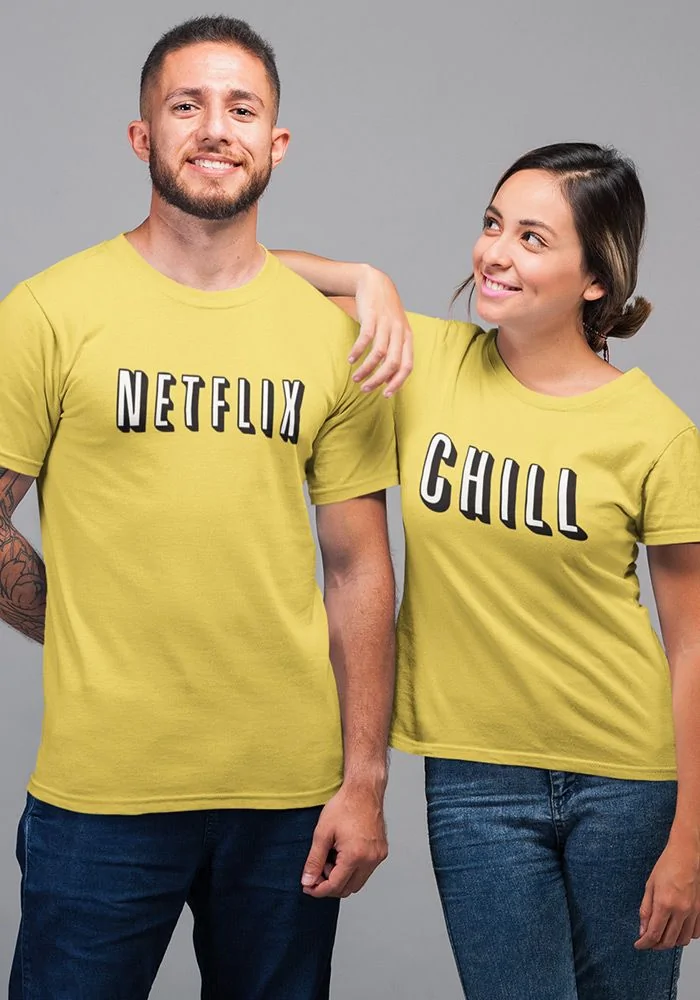 Netflix & Chill Couple T-Shirt (Yellow)