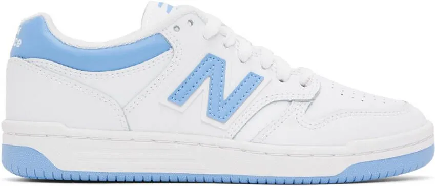 New Balance White & Blue 480 Sneakers