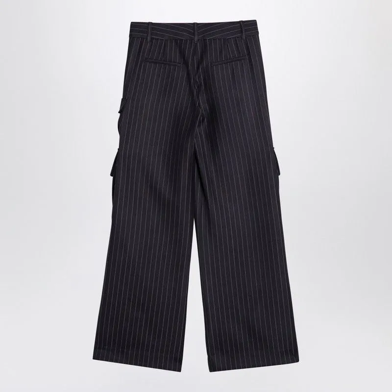 OFF-WHITE Wide Grey Pinstripe Cargo Trousers Women FW24