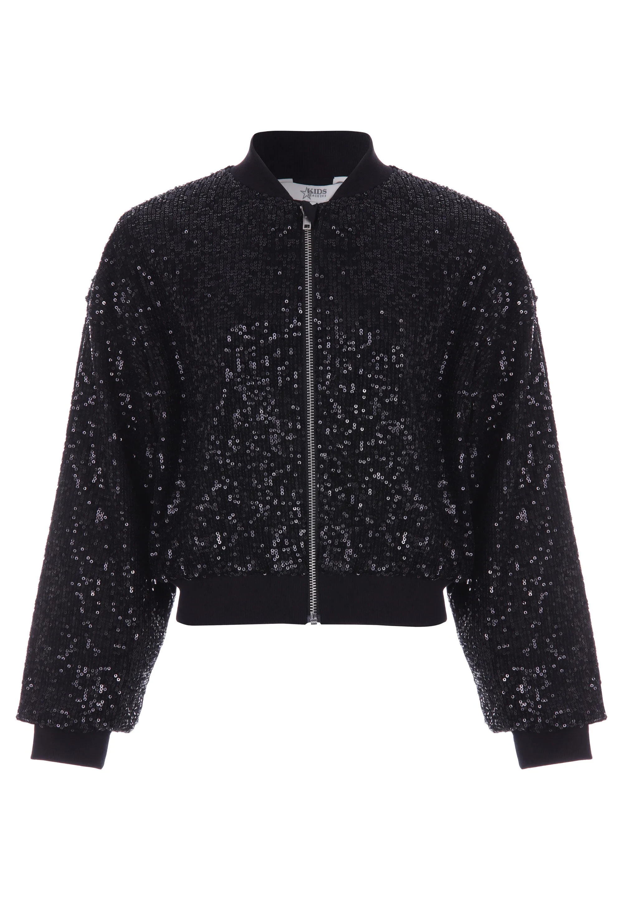 Black Sequin Bomber Jacket for Older Girls