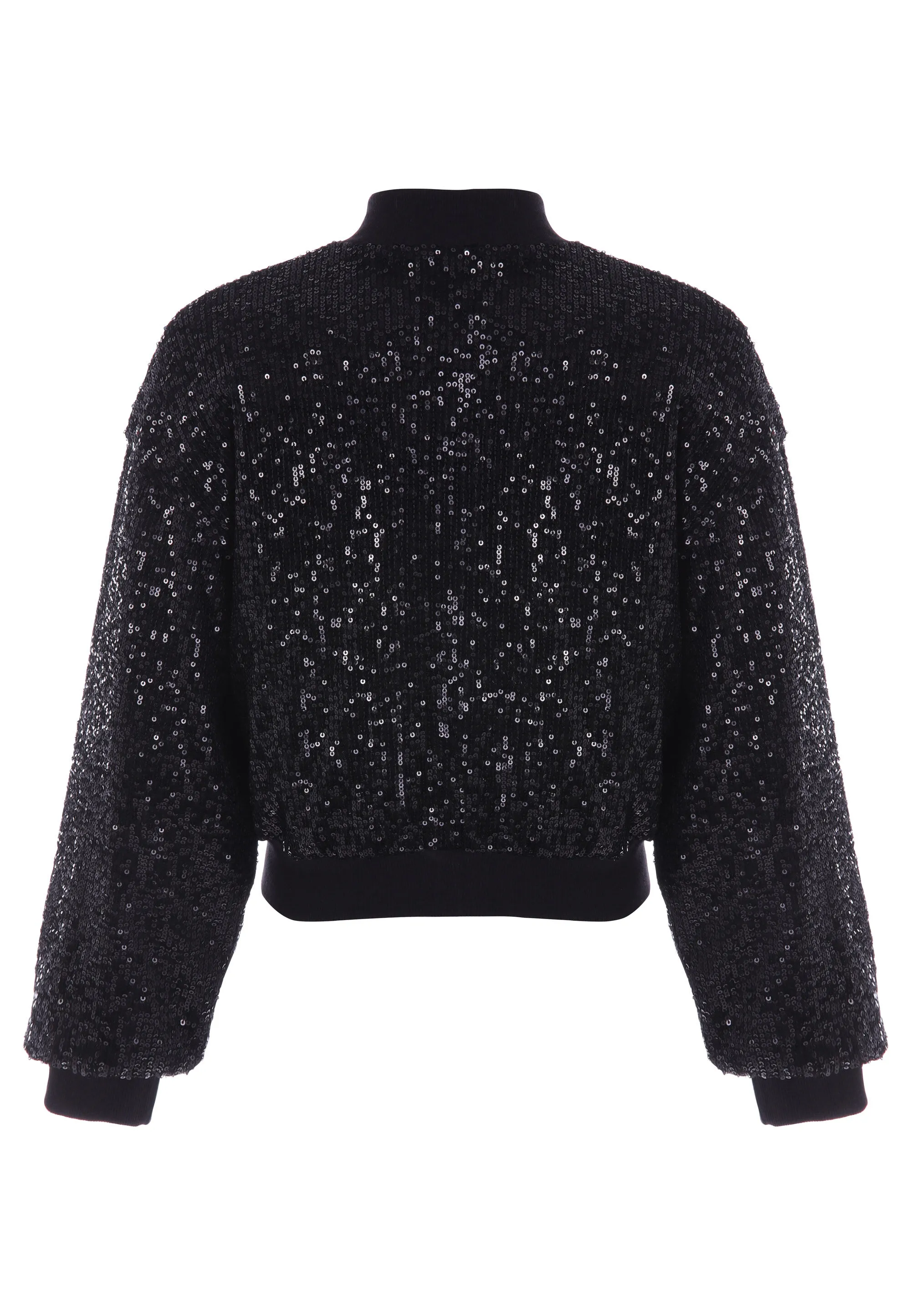 Black Sequin Bomber Jacket for Older Girls