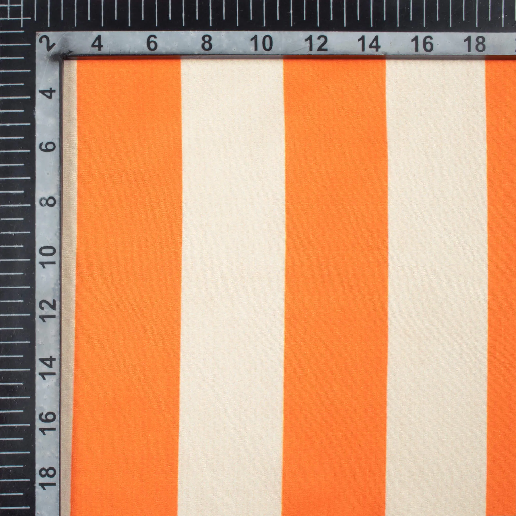 Orange Cream Tiger Stripe Printed Micro Crepe Fabric