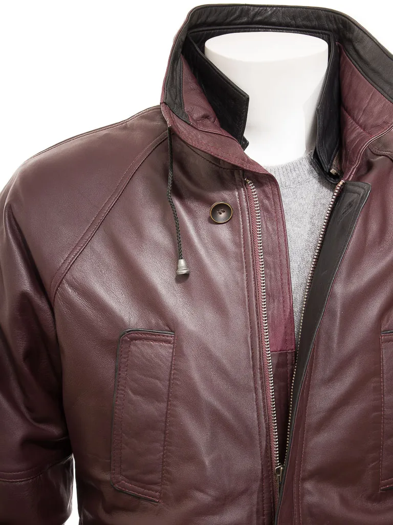 Oxblood men's leather coat by Brealeys