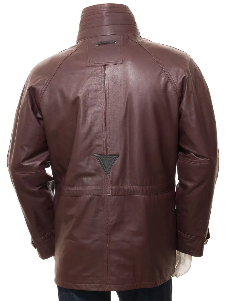 Oxblood men's leather coat by Brealeys