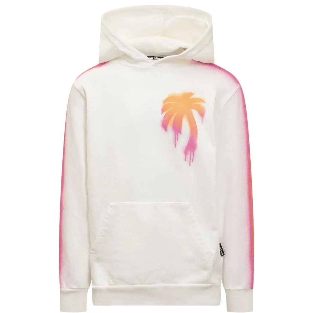 Palm Angels Men's White Hoodie PMBB117S23FLE012184 - Buy Now