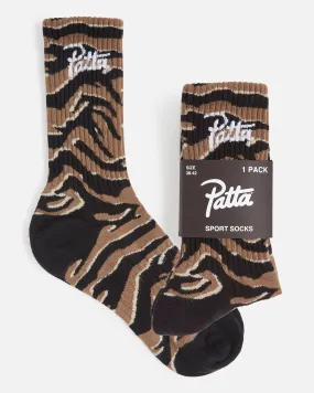 Patta Tiger Stripe Script Logo Athletic Socks - Tiger Stripe Camo