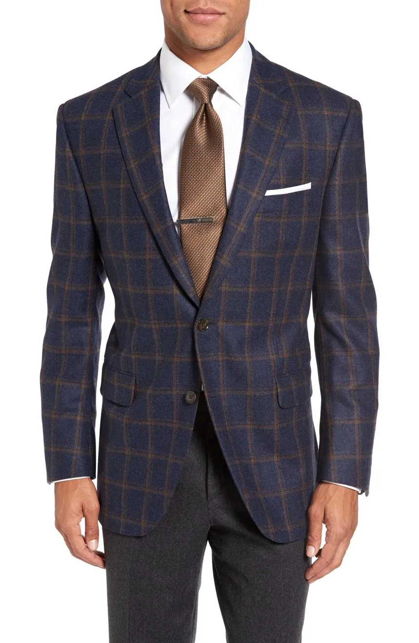 Peter Millar Navy Rust Windowpane Sport Coat - Shop Now